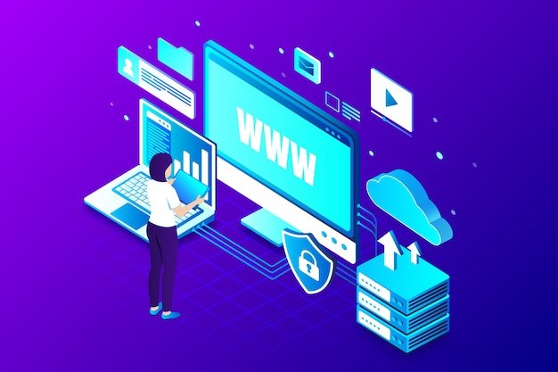 Abstract creative website hosting illustration