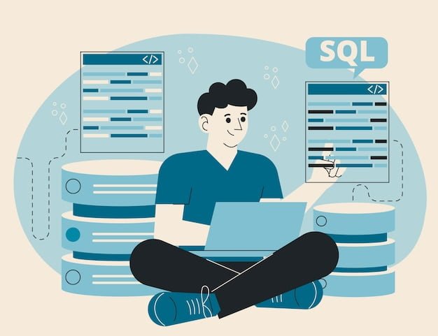 Hand drawn flat design sql illustration